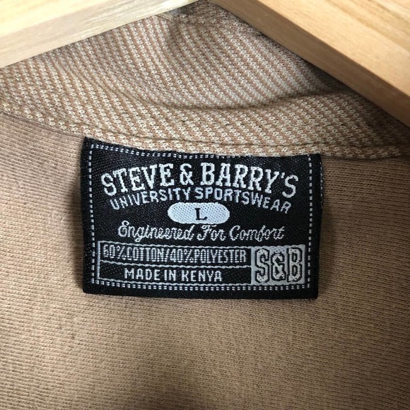 steve & Barrys Shirt Beige Textured Button Up Comfort Soft Size Large - Picture 6 of 11